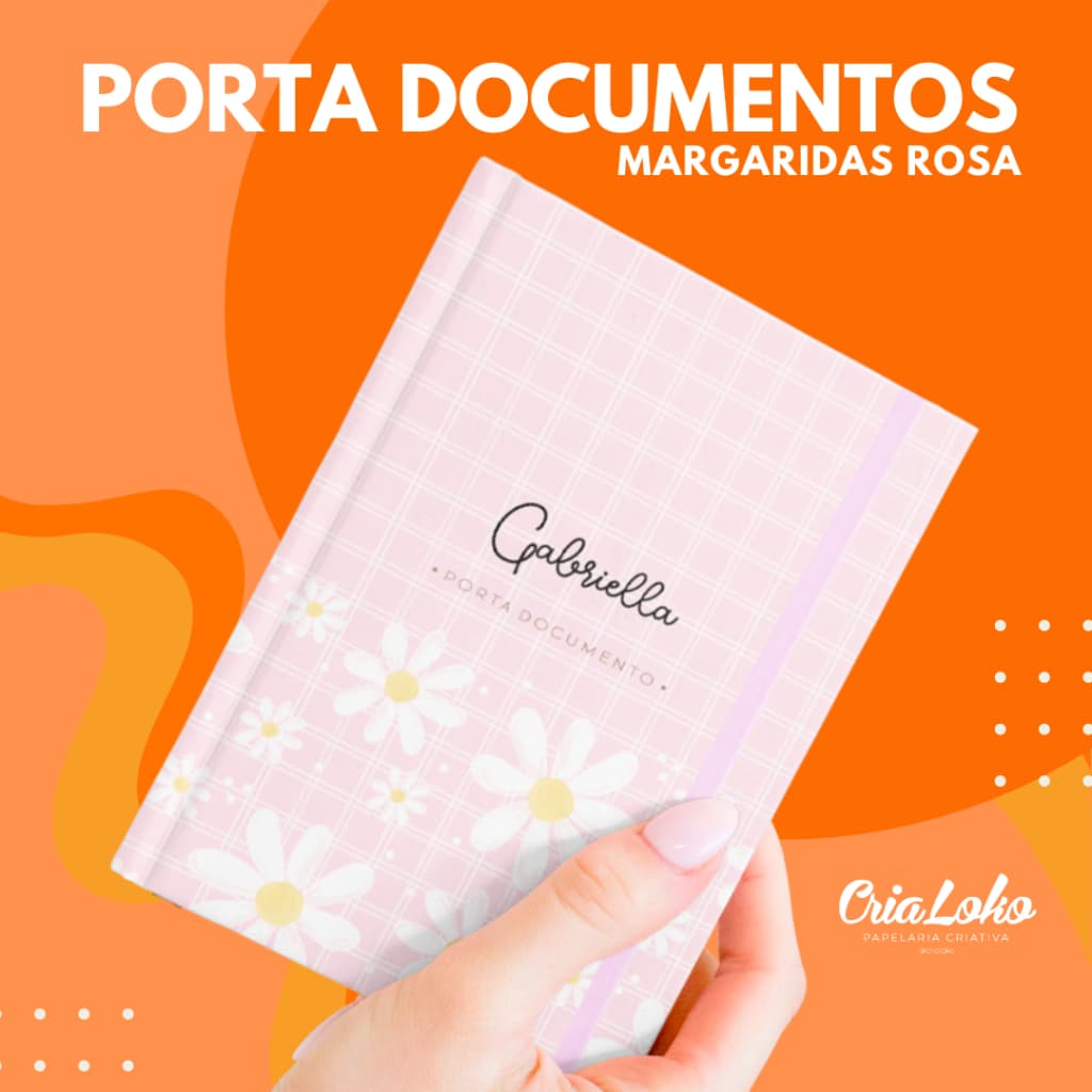 Porta Documentos Bebê Personalizado Margaridas