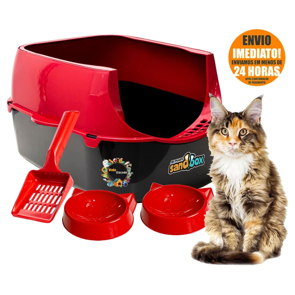 Caixa de Areia Banheiro Para Gatos Sanitario Resistente Furba SandBox Grande