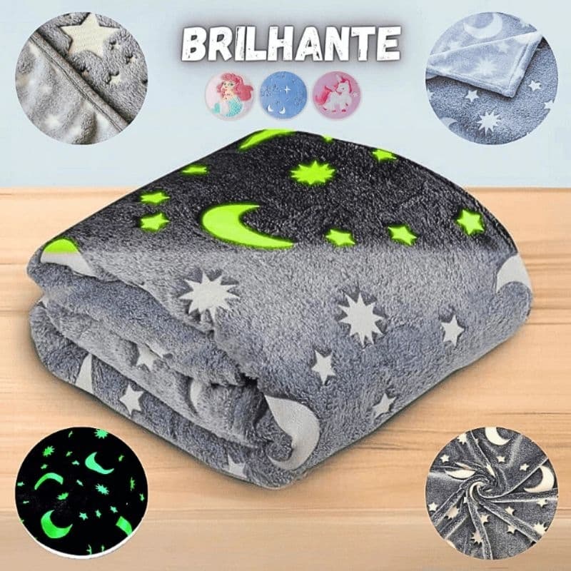 Cobertor Brilhante, Manta Pet ou Mantinha para Bebê 0,95cm X 0,85cm Brilha no Escuro Antialérgico - Ideal para Bebês, Cachorros e Gatos.