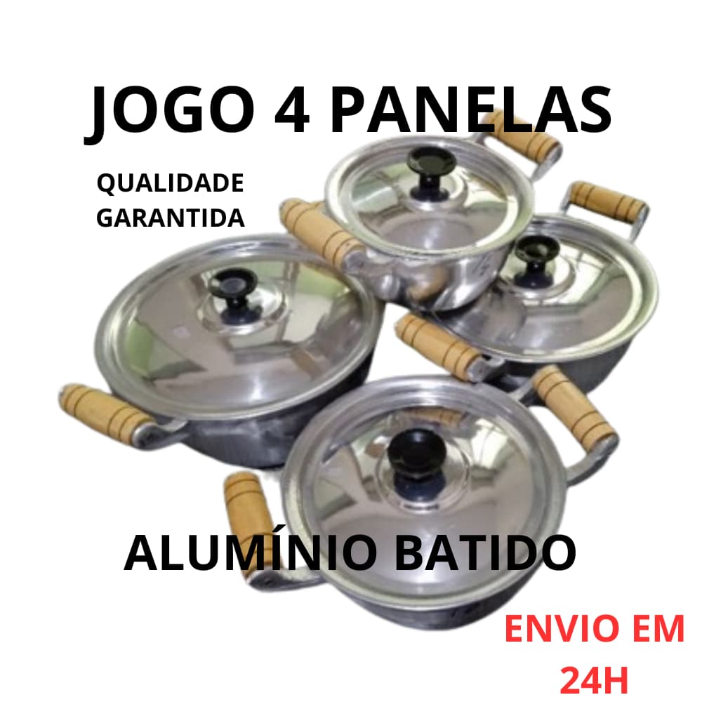 Jogo de Panelas Com 4 Caçarolas de Alumínio Grosso Batido Fundido Tamanho 14,16,18 e 20