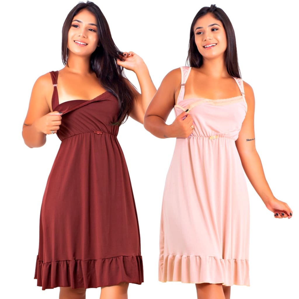 Kit 2 Camisolas de Amamentação Microfibra e Fecho Mamãe e Bebê | 184