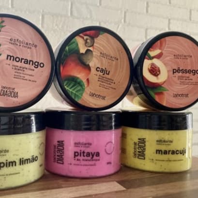 Esfoliante Corporal e Facial Fruta 300g ou 150g - Esfoliante corpo e rosto maracujá melancia morango - Labotrat