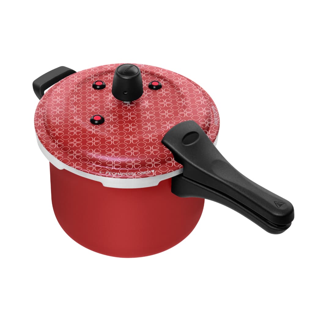 Panela De Pressão 5l Fecho Externo Antiaderente 7 Camadas Vermelho