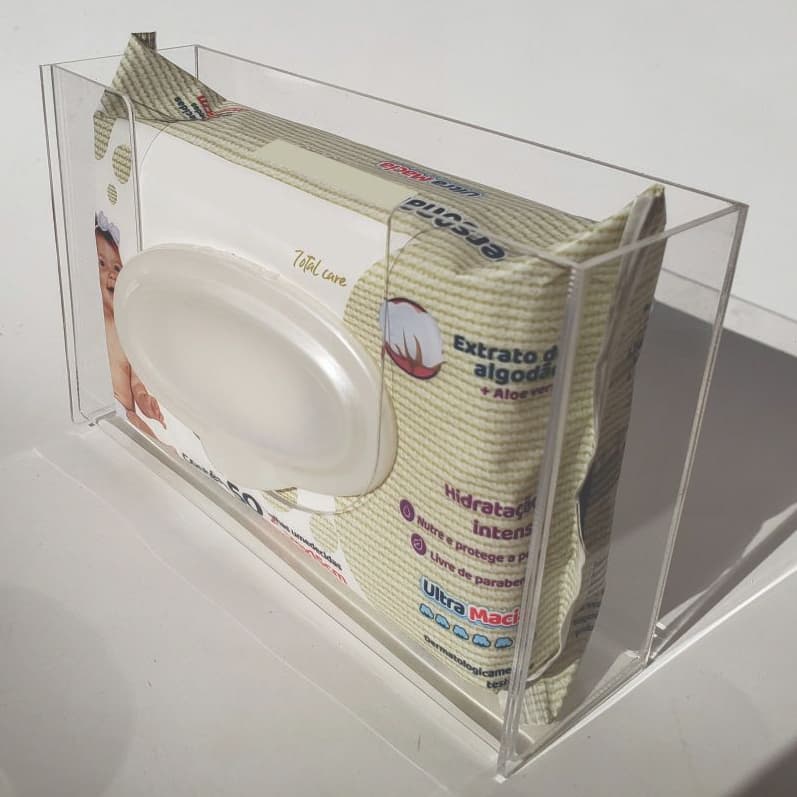 PORTA LENÇO UMEDECIDO EM ACRÍLICO ORGANIZADOR | SUPORTE PARA TOALHA UMEDECIDA