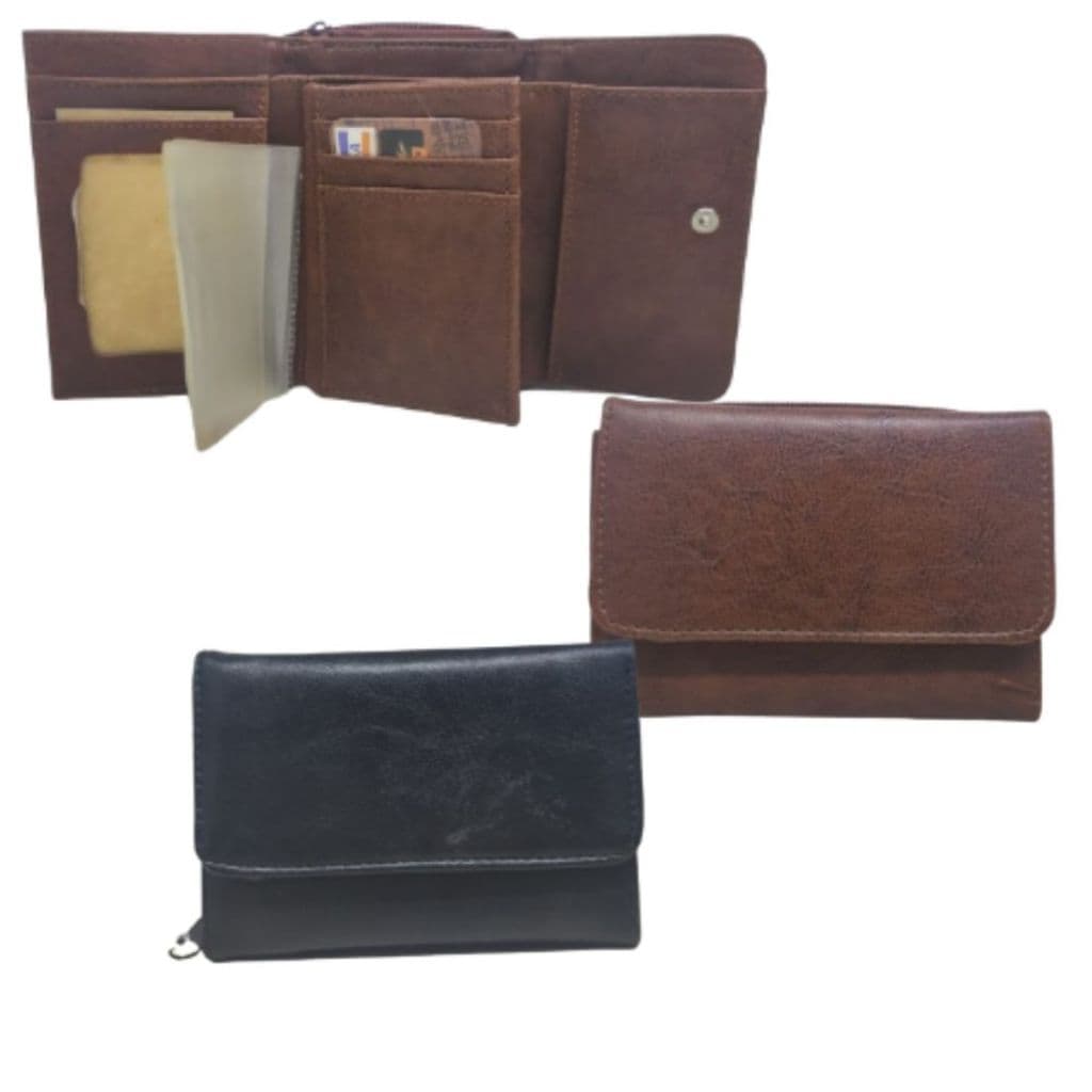 Carteira Feminina em Couro Sintético com Zíper Porta Cartão