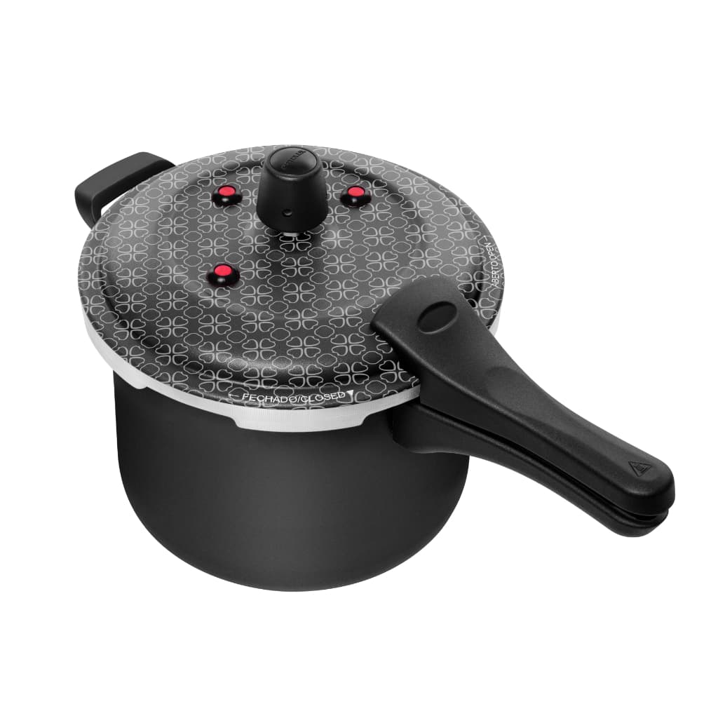 Panela De Pressão 5l Fecho Externo Antiaderente 7 Camadas Preto