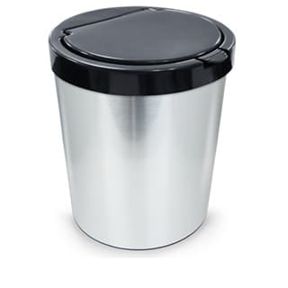 Lixeira Cesto Tipo Inox Com Tampa Click 10 Litros Prata Luxo Banheiro Cozinha Escritório TOY25670