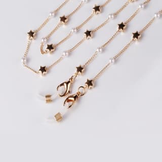 lançamento corrente de óculos cordão para óculos estrela dourado bolinha branco