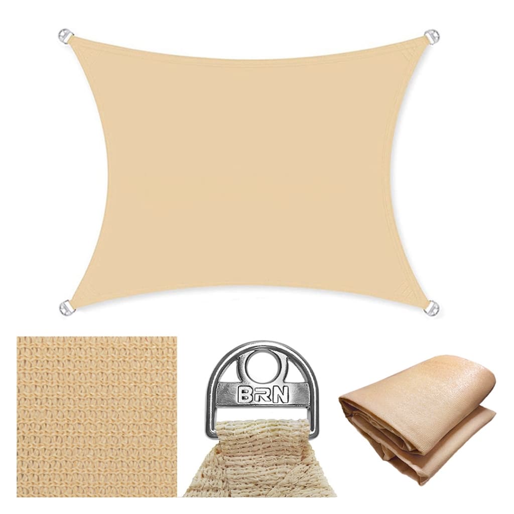 Tela Toldo Sombreamento 90% Cor Areia Cobertura Decorativa 2x1,5 Metros Retangular