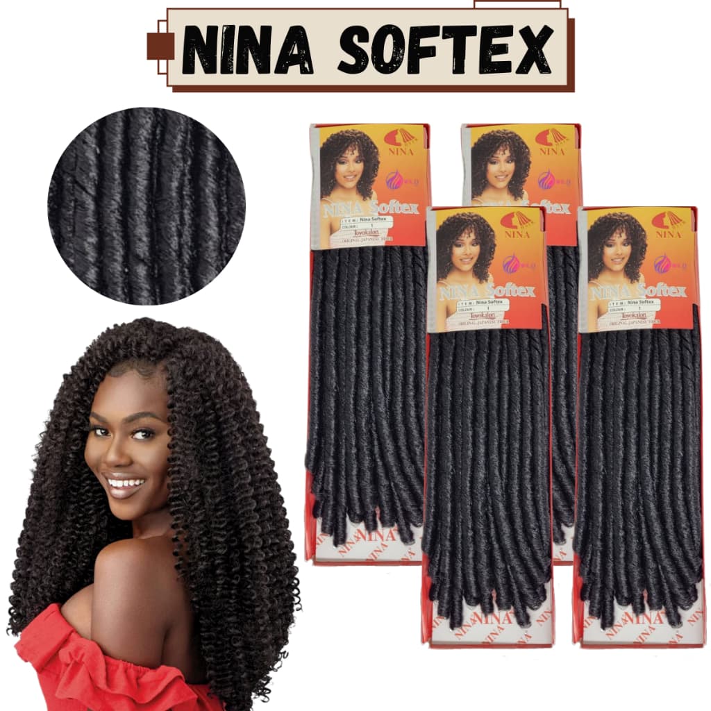 Kit 4 Pacotes Cabelo Nina Softex Original Dread Crochet Braids + Agulha para Tranças