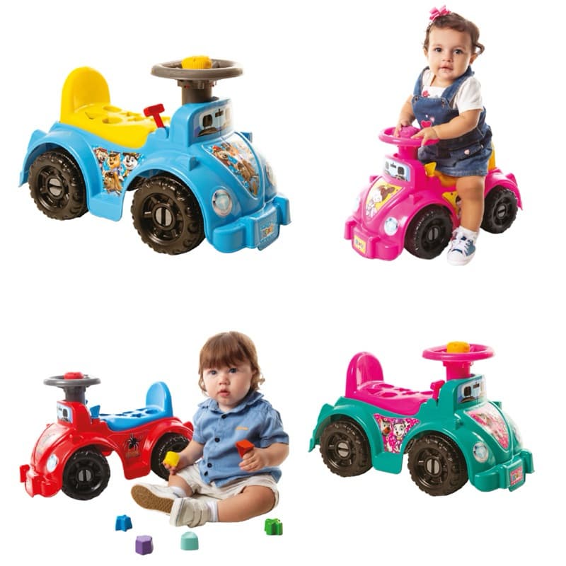 Andador Primeiros passos - Ketokinha Totokinha Motoca De Equilibrio - Incluso buzina, 6 peças Geométricas De Montar e Porta objetos - Certificado Inmetro - Suporta 16kg