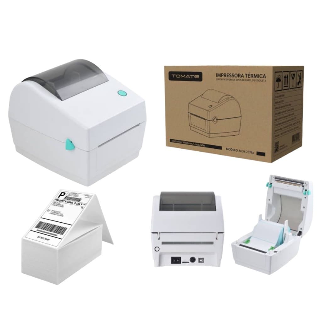 Impressora Térmica Direta Sem Ribbon + 1.000 Etiquetas 10x15cm
