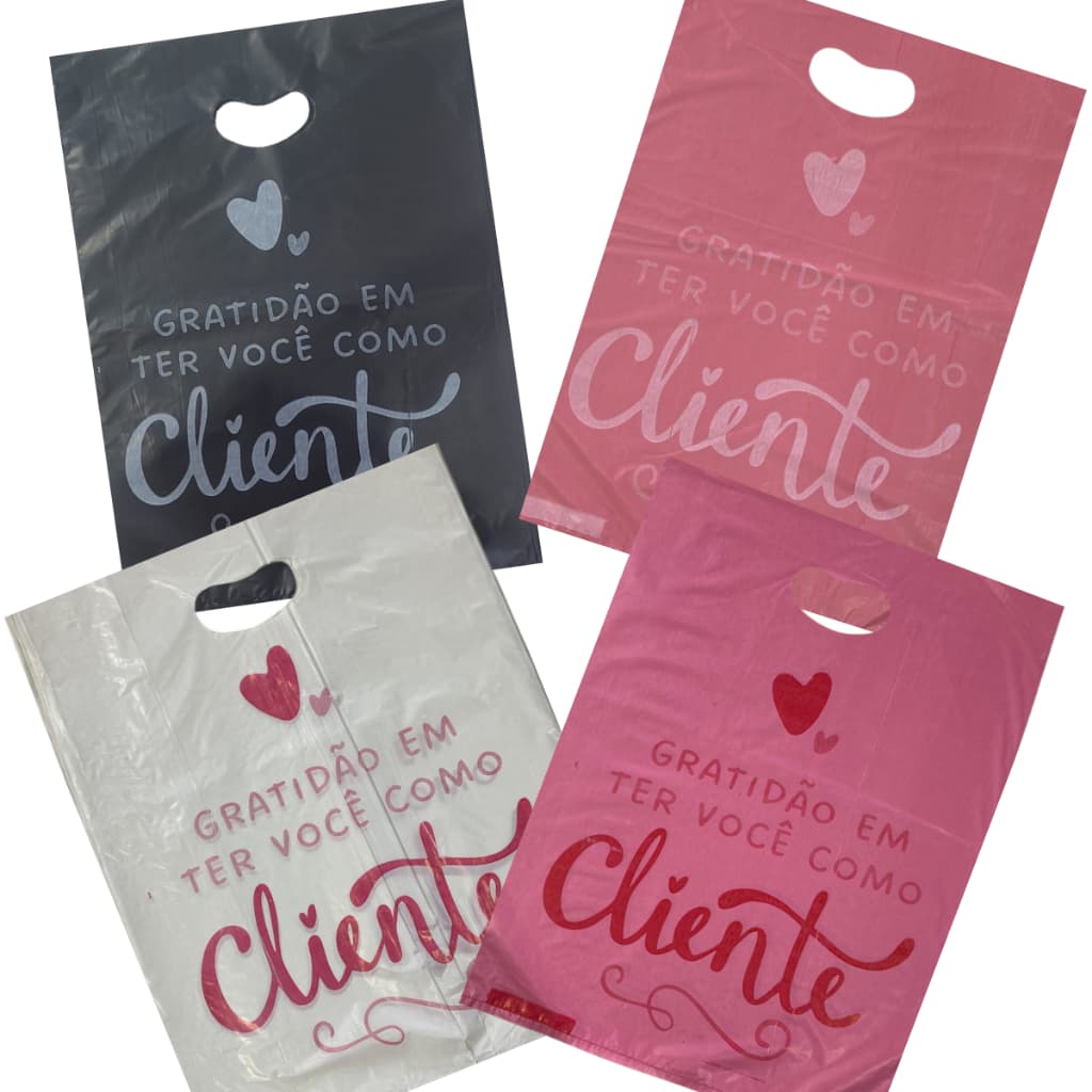 100 Sacolas Boca de Palhaço com Frase sacolinha para Lojas