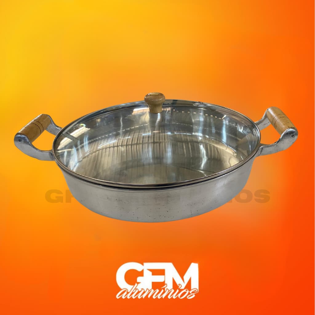frigideira grande de alumínio batido fundido numero 30 grande com tampa de vidro ou alumínio Frigideira premium  cozinha