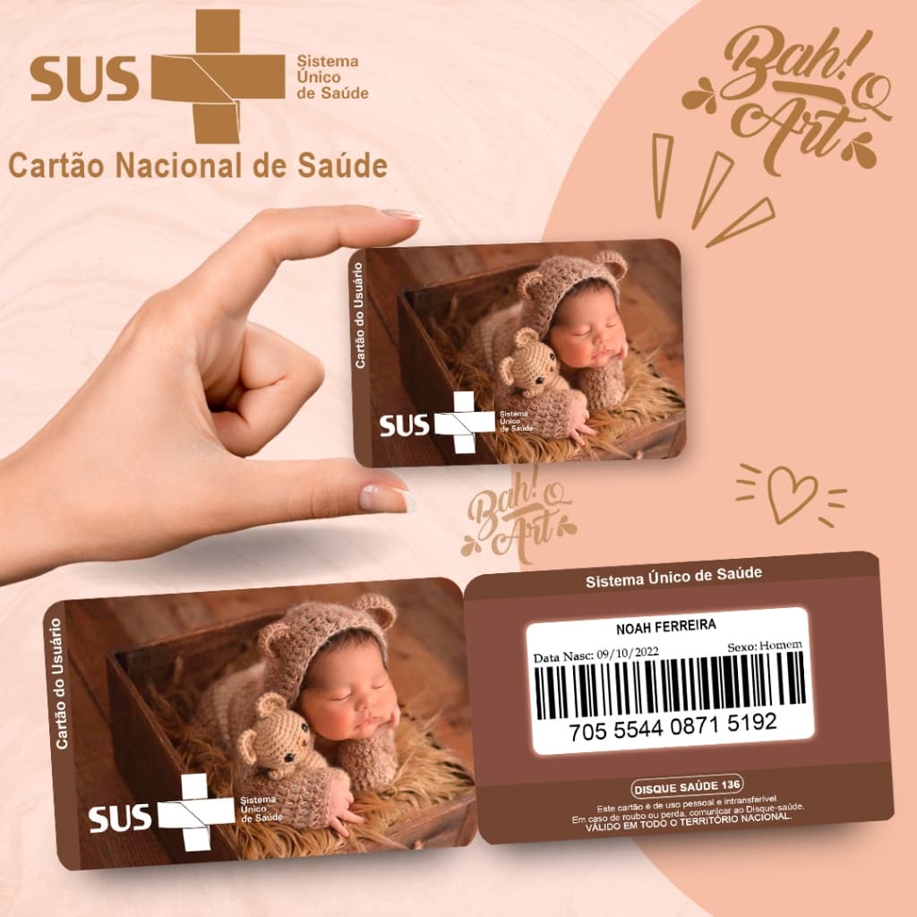 Cartão SUS Personalizado de PVC Com foto