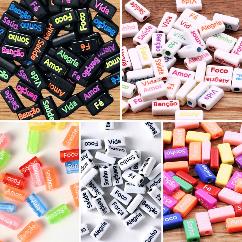 Palavras Positivas Motivacionais Miçangas Palavras Frases Entremeio Pulseira Infantil Adulto
