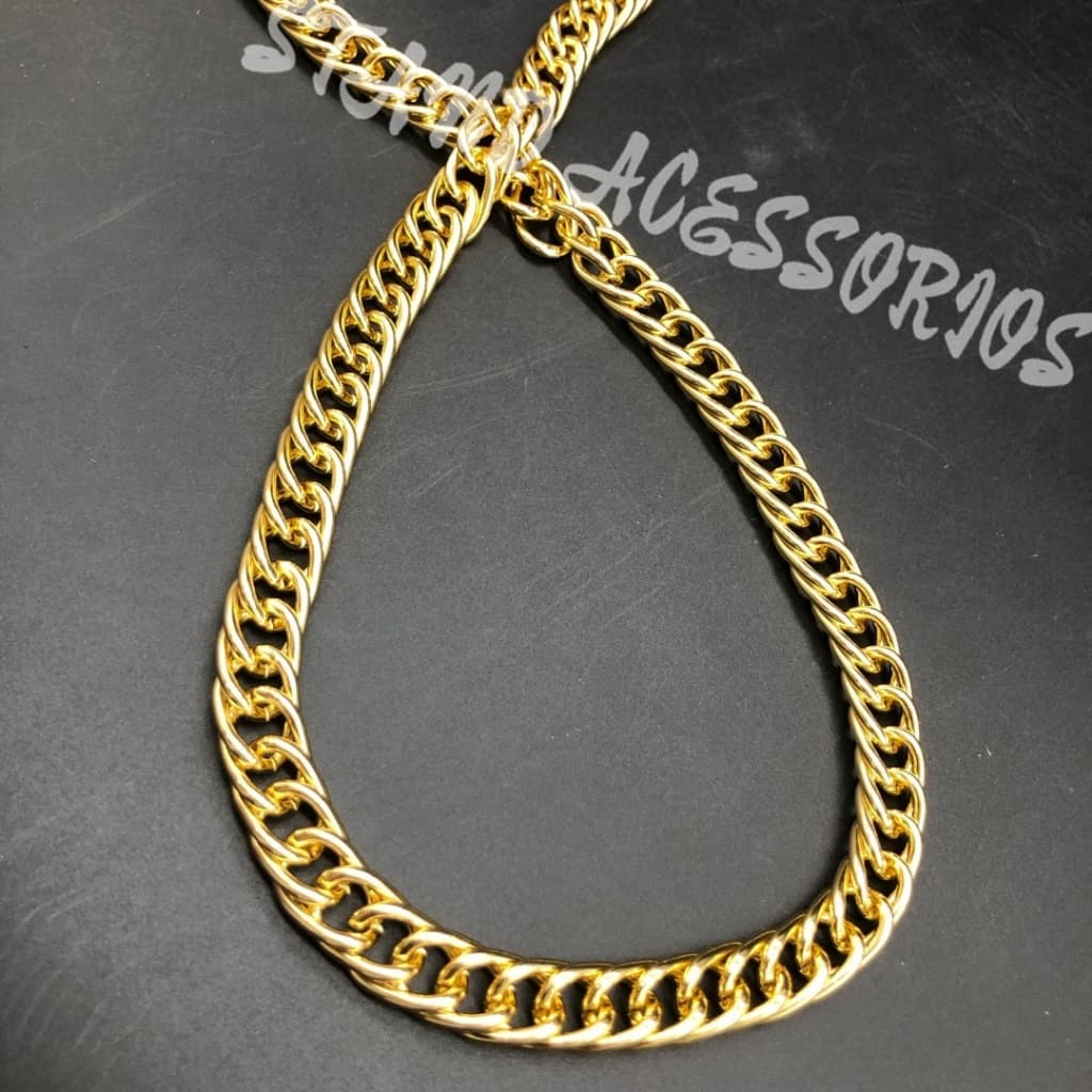 Corrente em Alumínio - 5/10 Metros Tamanho 10x10.5mm Dourado/Prata