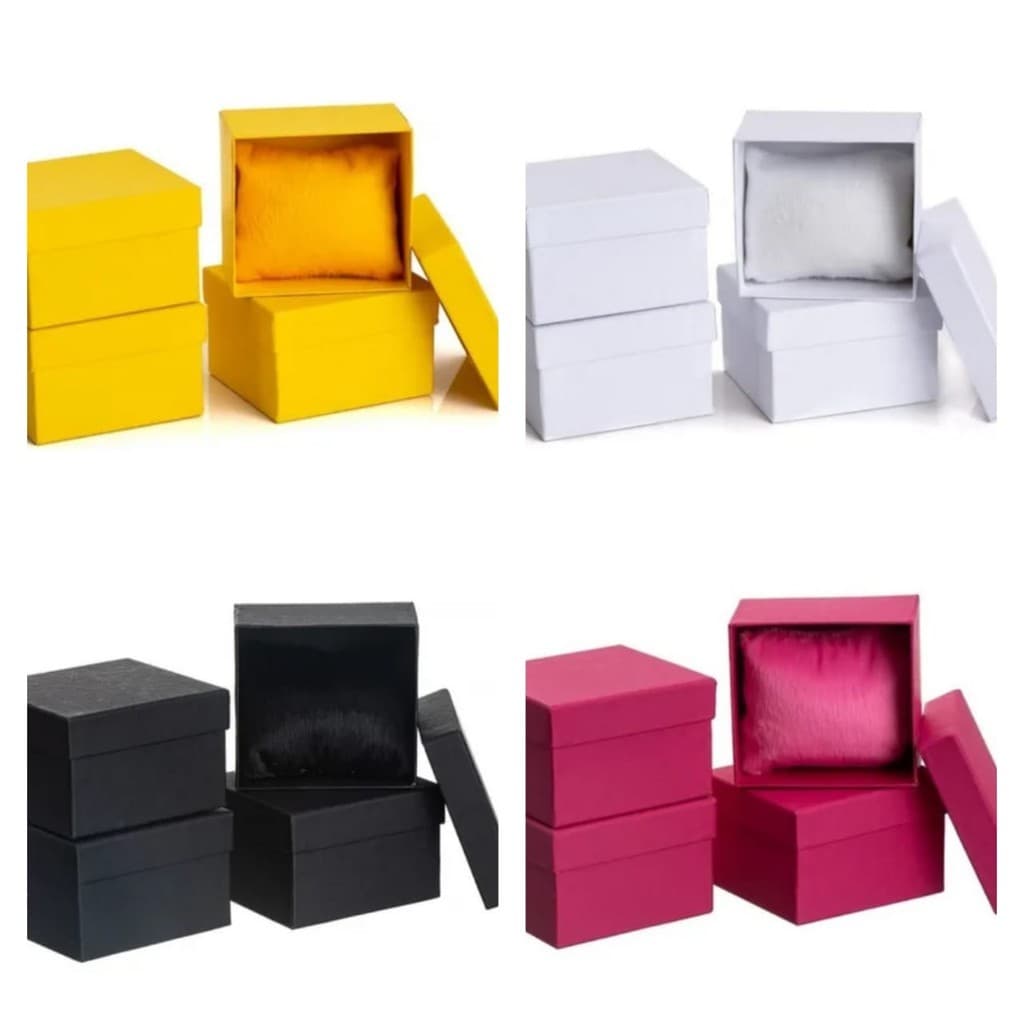 Caixa caixinha Porta Relógio Preta branca pink amarelo