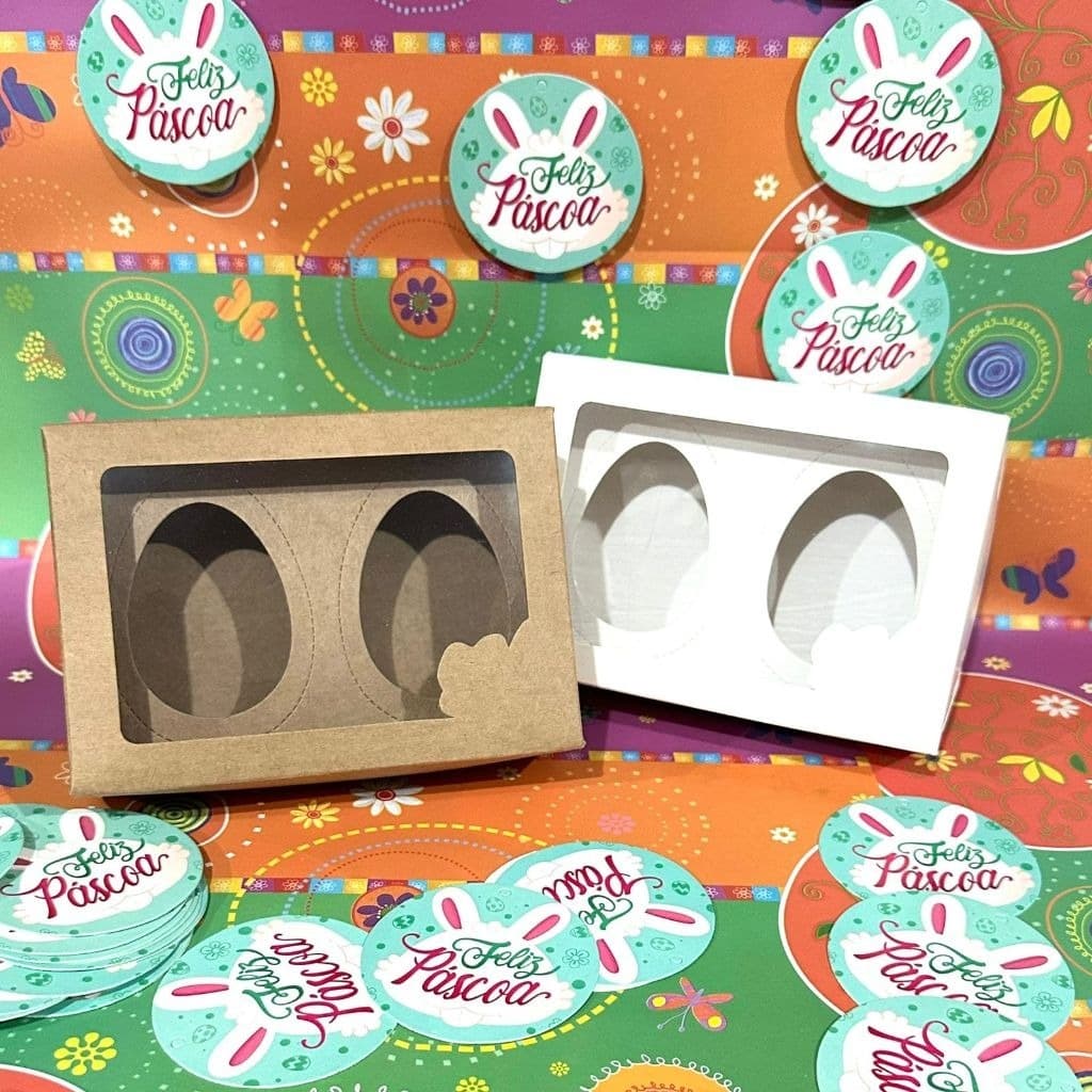 10 Unidades Caixa Para Ovo De Colher Pascoa Caixa Degustação  com berço 1 e 2 cavidades