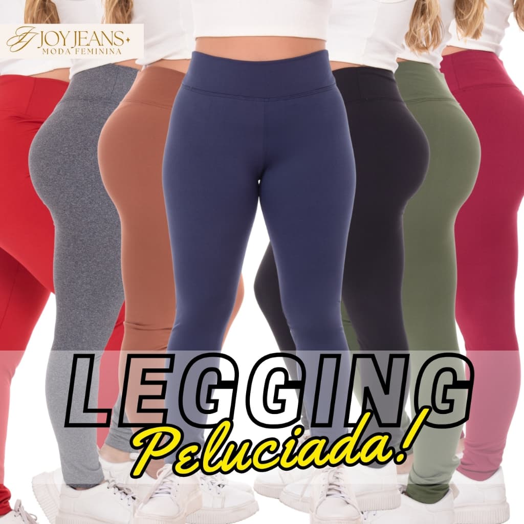 Legging Flanelada Cintura Alta Calça Feminina Levanta Bumbum Leg Peluciada Zero Transparência