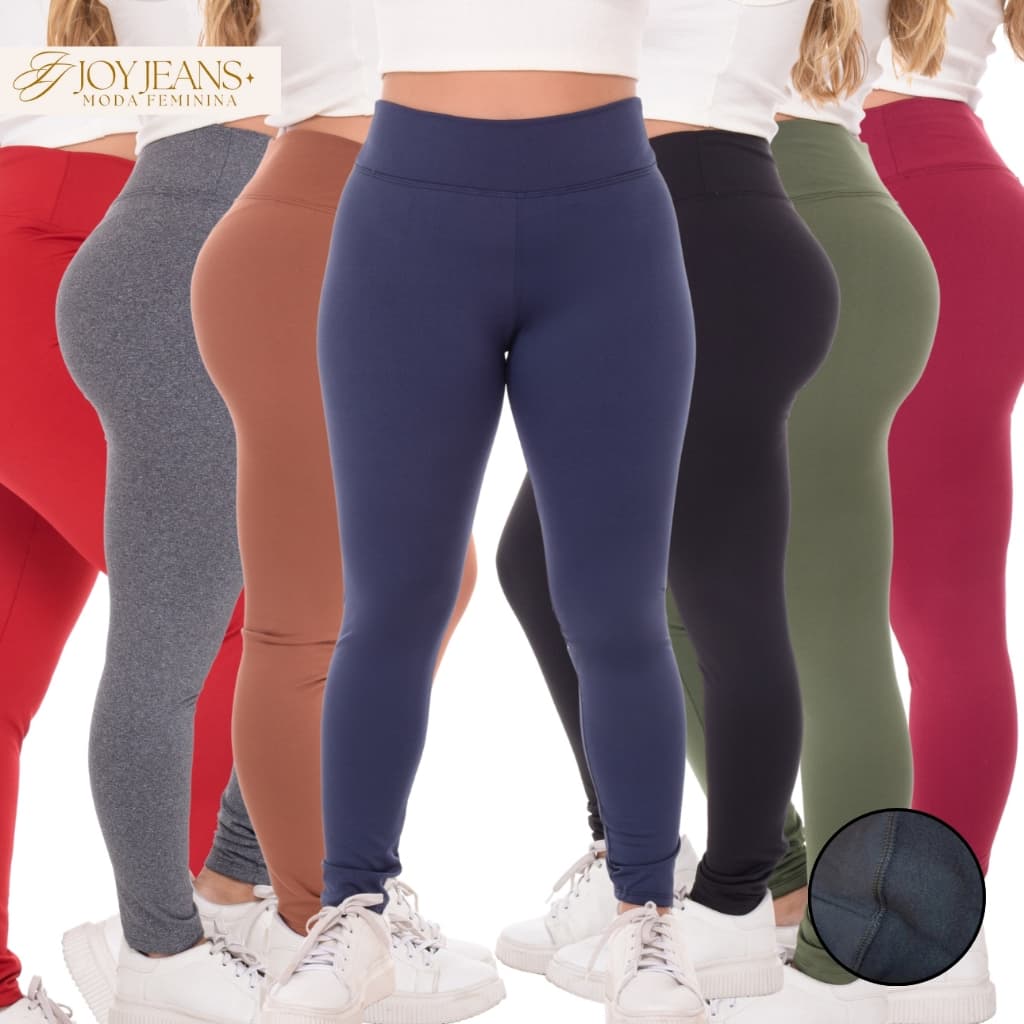 Legging Flanelada Cintura Alta Grossa Calça Leg Peluciada Forrada Por Dentro Costura Reforçada Térmica