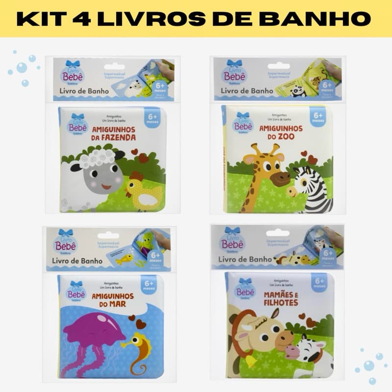 Kit 4 livros de Banho com Histórias Curtas
