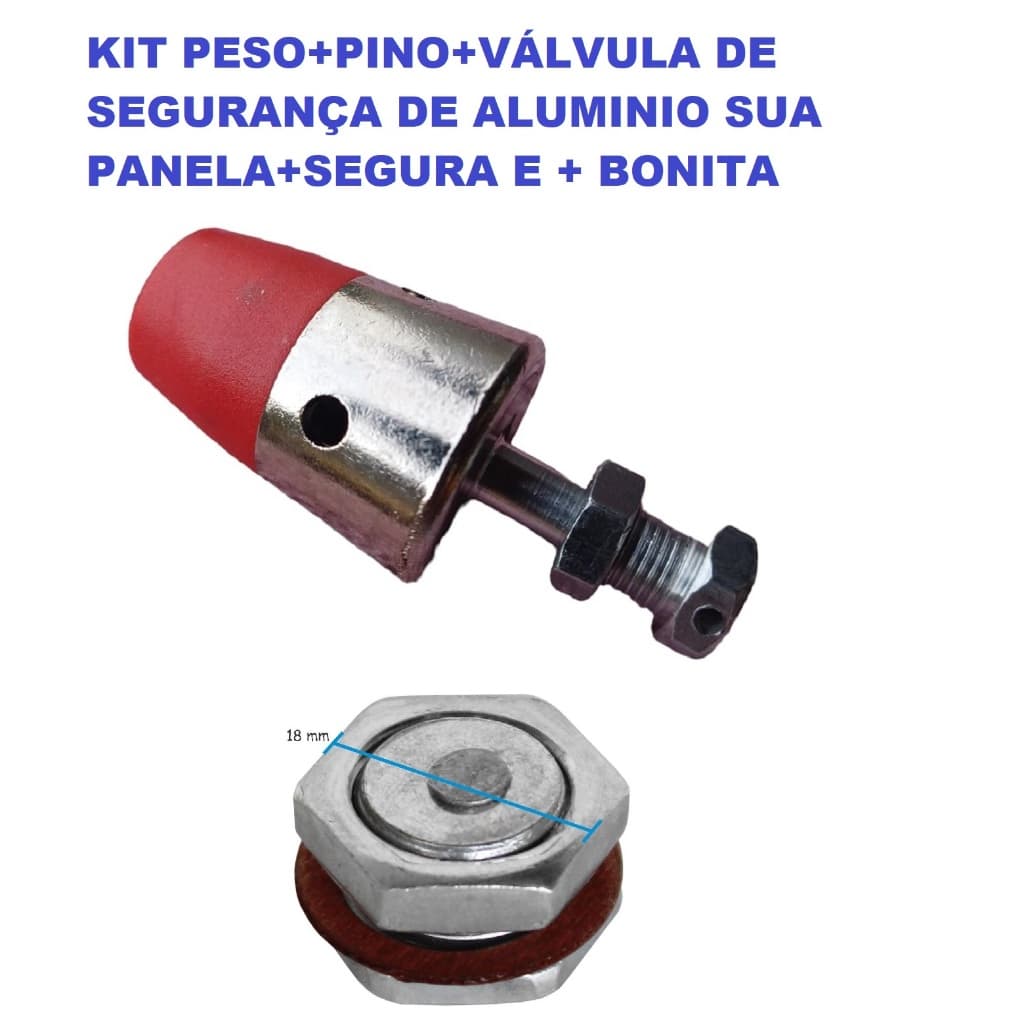 PESO CROMADO + PINO DE ALUMINIO  + SELO DE SEGURANÇA ALUMINIO SUA PANELA MAIS SEGURA