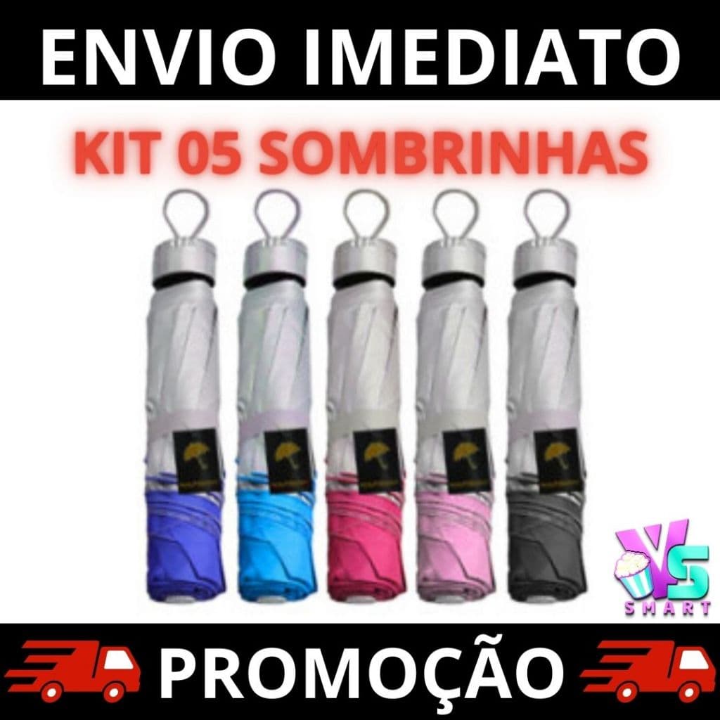 Kit 05 Sombrinhas Guarda Chuva Dupla Face Colorida Liso Proteção contra Raios UV Contra Vento