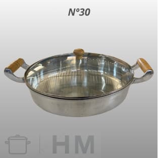 Frigideira Nº30 em Alumínio Batido/LINHA PREMIUM/Com Tampa de Vidro ou Aluminio