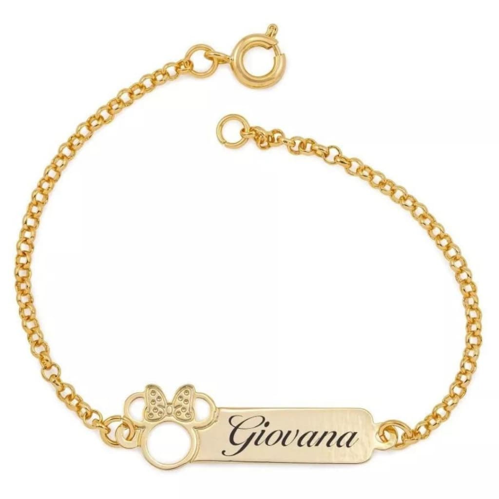 Pulseira para Bebê infantil Nome Personalizado Banho de Ouro