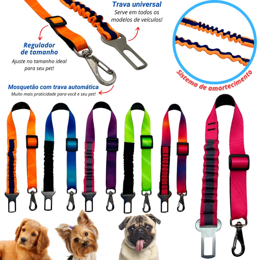 Cinto de segurança pet anti impacto para cães e gatos