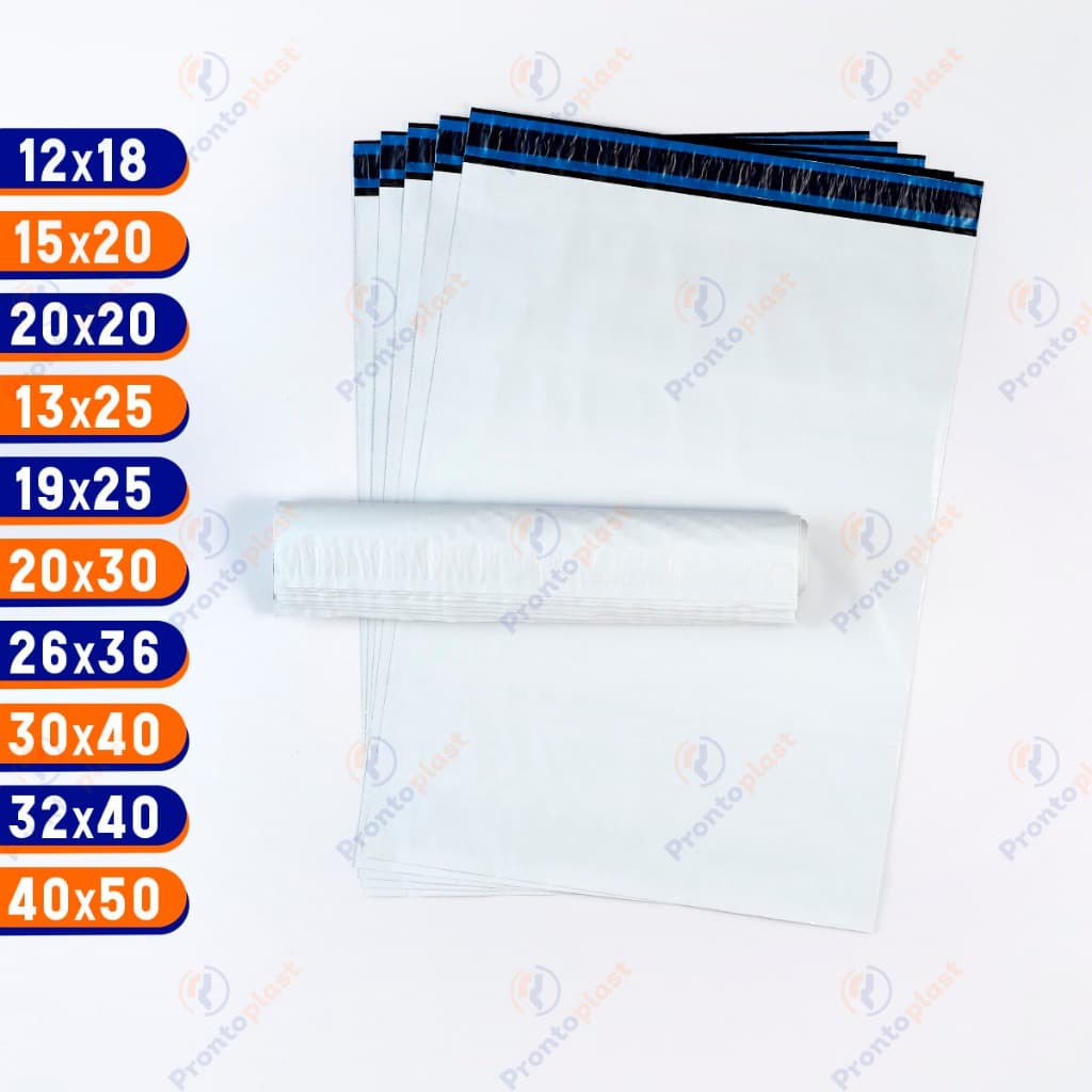 Kit 200 Envelope de Segurança Branco Coex Premium Inviolável Saco Envio-Vários Tamanhos - 40x50 e 50x60 são 100 unid.