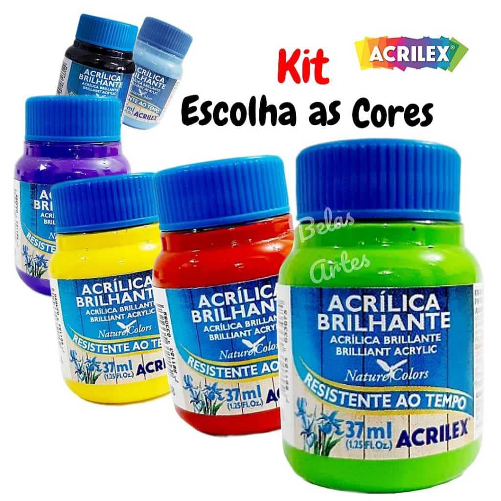 Tinta Acrílica Brilhante 37ml Acrilex  Kit com 1/ 2 / 3 / 4 / Tintas