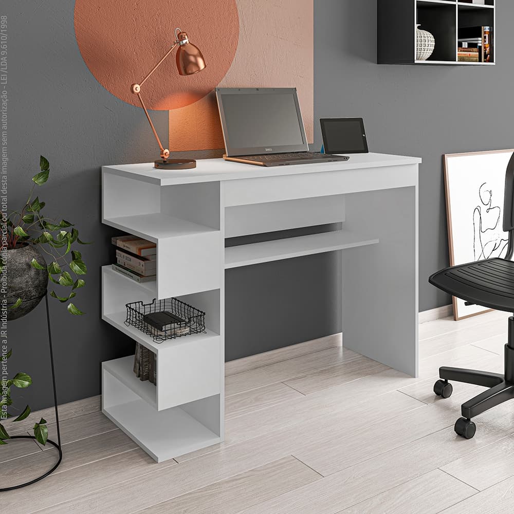 Mesa Para Computador Gamer – Escrivaninha Com Nicho (Branco)