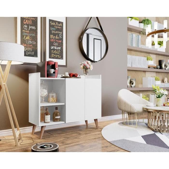 Aparador Buffet Cantinho Café Decoração Sala Jantar Estar Cozinha 2 Portas Prateleira Organizadora