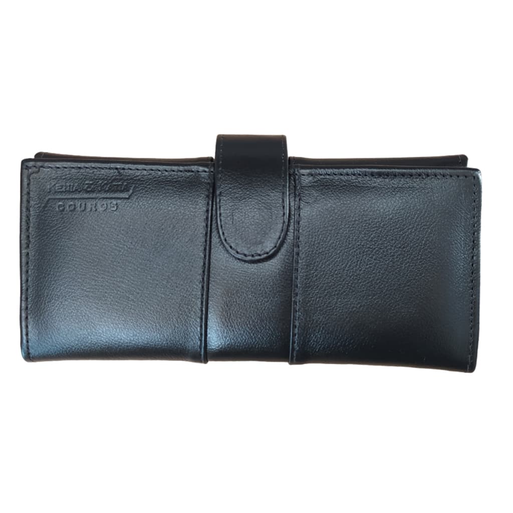 CARTEIRA GRANDE DE COURO LEGÍTIMO PORTA RG CARTÕES CHEQUE ESPELHO MOEDAS