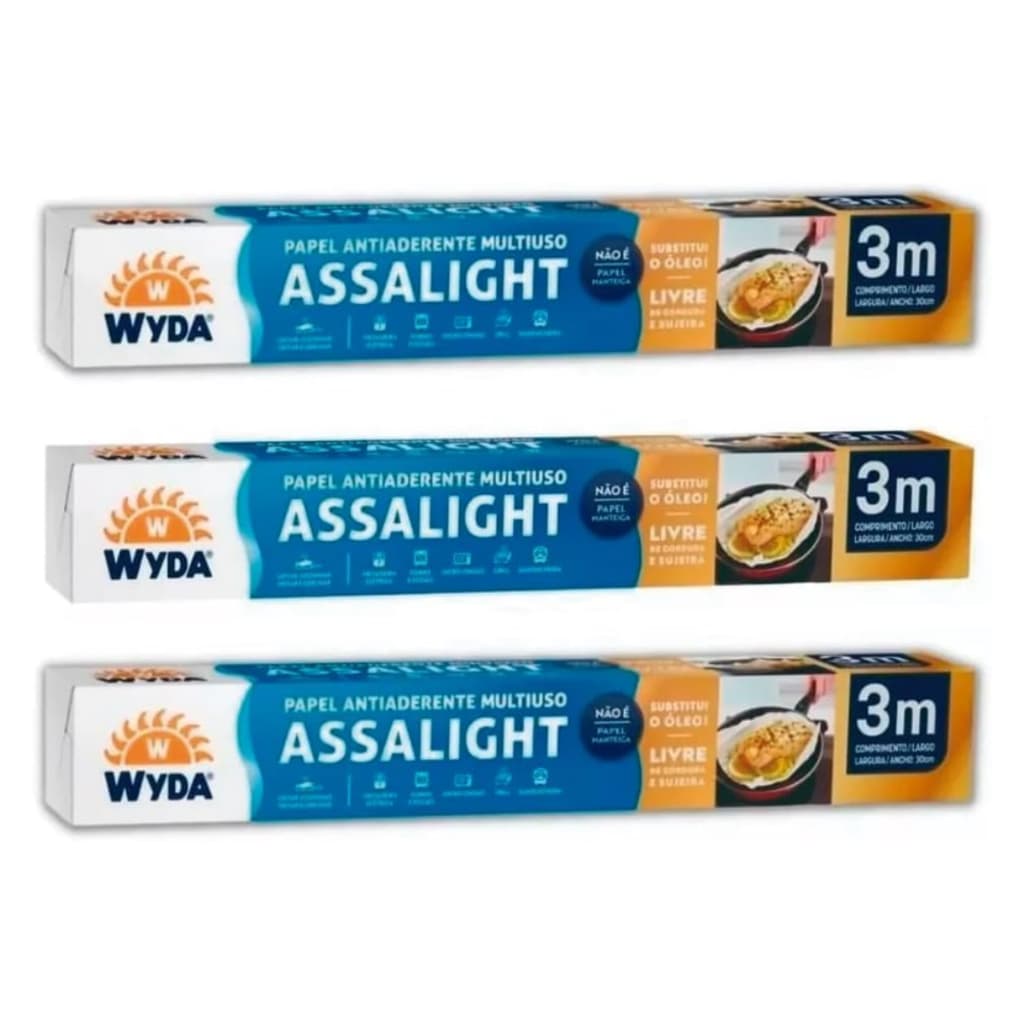 Kit 3-1 Rolos Papel Assalight Premium 3m Super Antiaderente Qualidade E Confiança