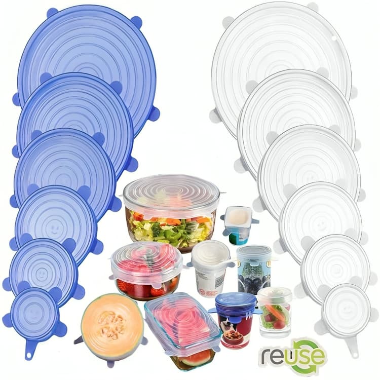 Kit 6 Tampas Panela Silicone Universal Reutilizável Elástica Tampas Silicone Cozinha Geladeira