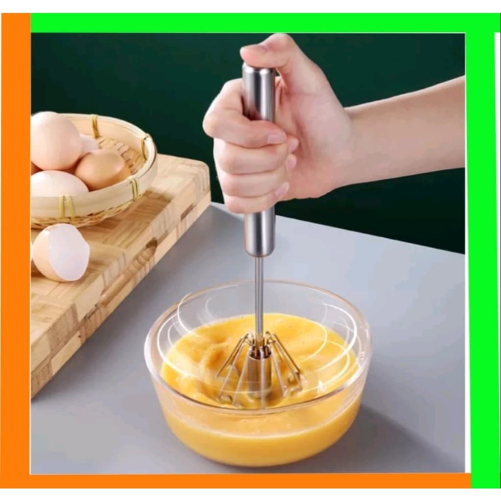 BATEDOR DE OVOS GIRATORIO EM ACO INOX PARA OVOS MASSAS E BOLOS