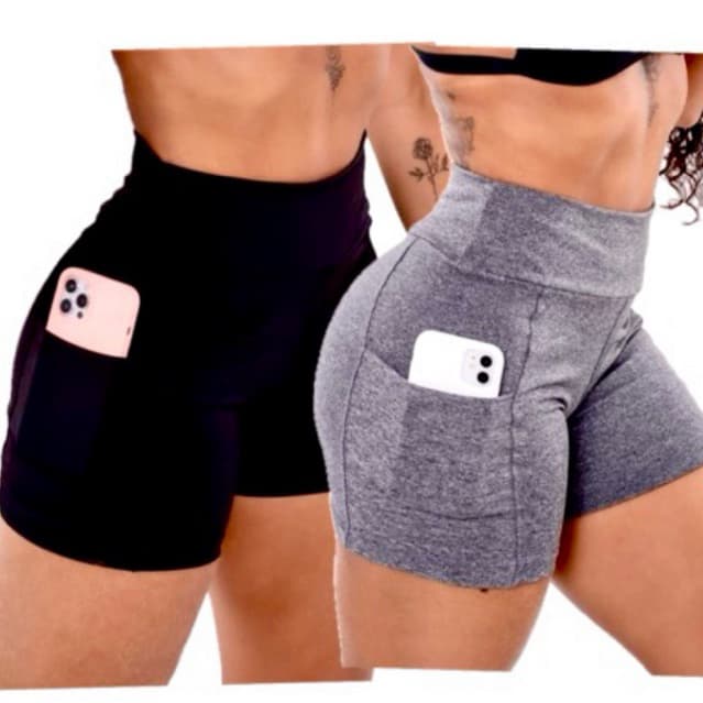kit 2 short bolso suplex perfeito para treino academia crossfit roupas fitness