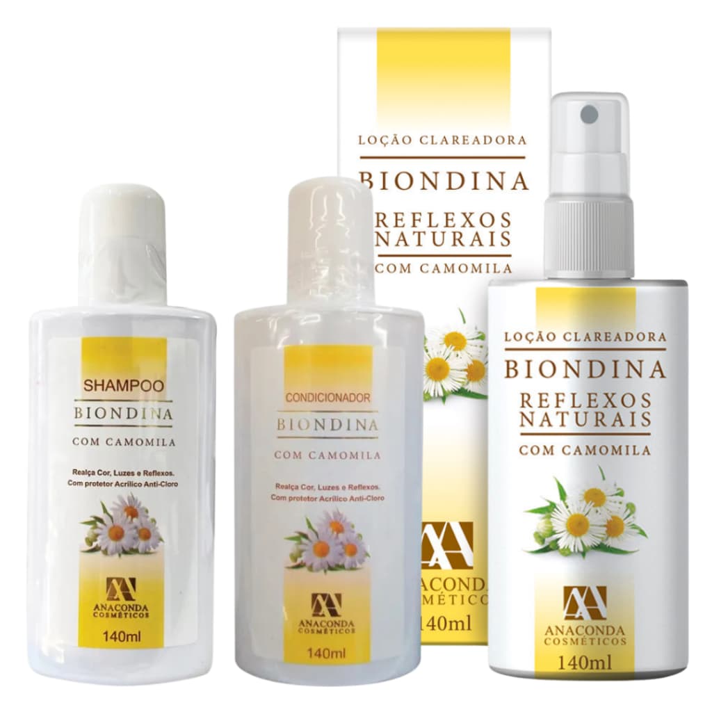 Kit Clareador Anaconda Biondina Clareador Shampoo Condicionador E Loção Spray Pump ou Avulsos