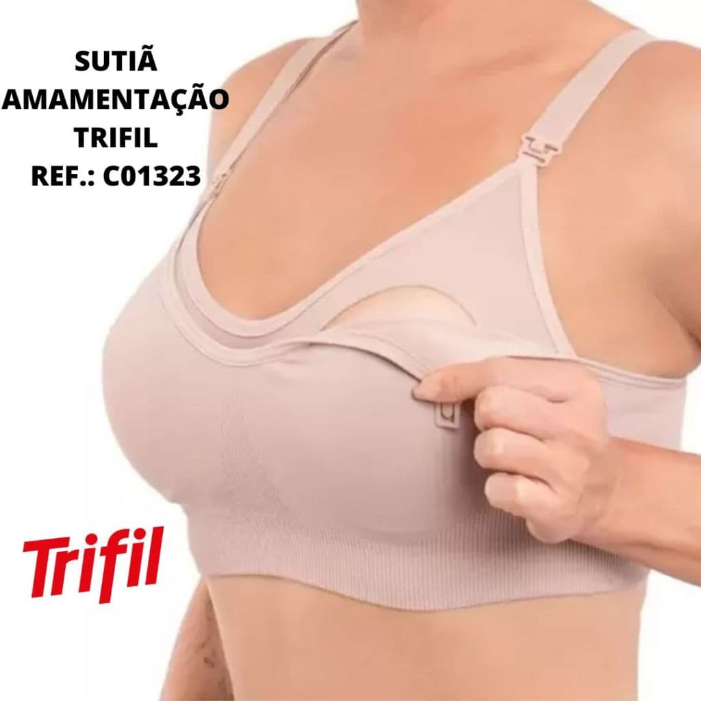 Sutiã top amamentação Trifil alça ajustável sem bojo 1323 pouca costura