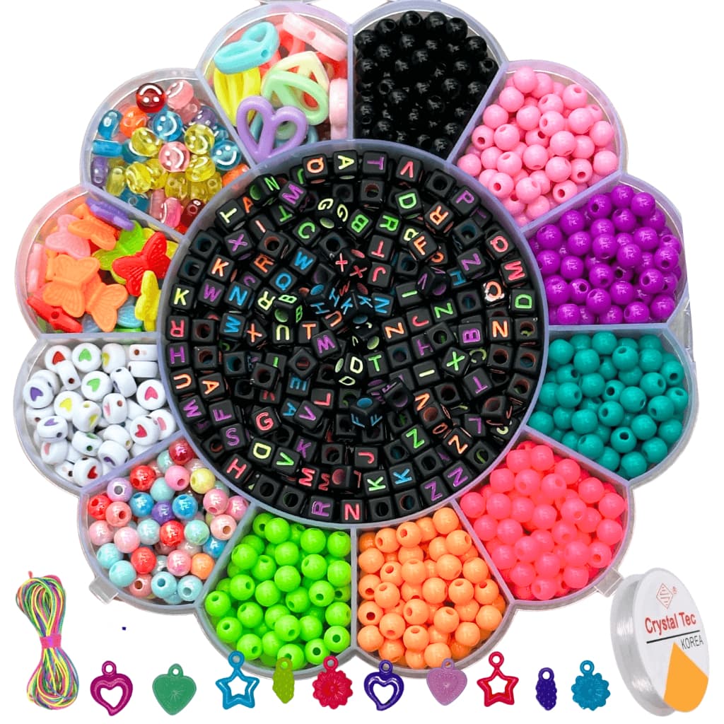 Maleta Kit Pulseira Infantil Miçangas P/ montar Pulseiras Colares Bijuterias Silicone Rabo de Rato