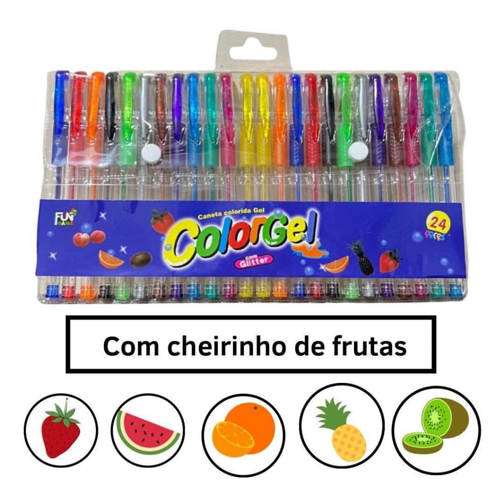 Caneta Gel Colorgel Canetinhas Coloridas Perfumadas kit 24 Cores 6 , 8, 10, 12 e 24 unidades