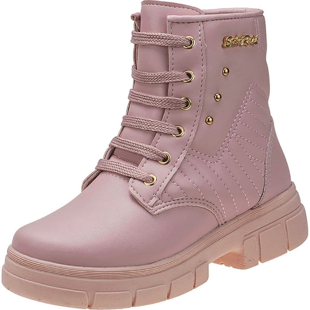 Bota Coturno Stilo Rosê Menina Feminino Cano Baixo Tratorada-2550