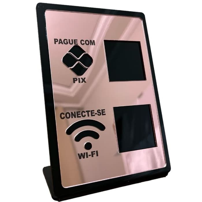Placa Pix e Wifi Display Mesa Balcão Loja Escritório Recepção Envio Imediato