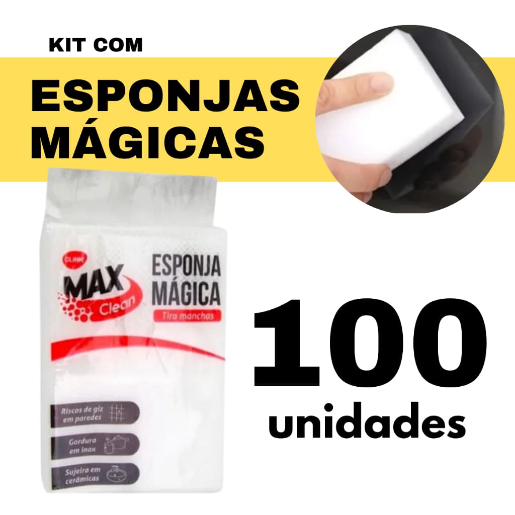 Esponja Mágica Bucha Kit 100 Unidades Melamina Tira Mancha Desengordura Original Limpeza Sem Produto Químico