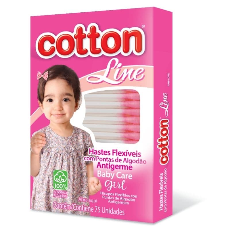 Hastes Flexíveis  Com 75 Unidades Cotonetes cada - Cotton Line