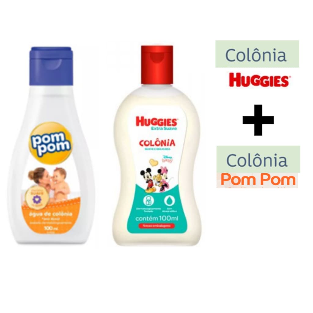 Colônia Infantil Huggies Extra Suave + Colônia Pom Pom 100 ml Cada