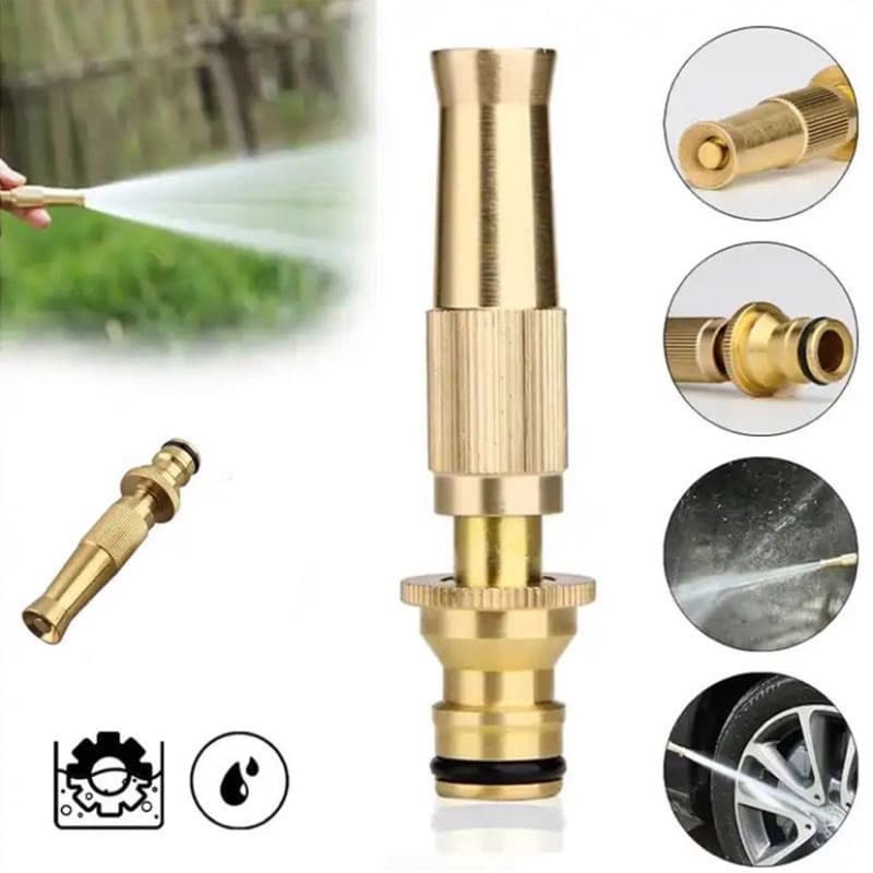 Esguicho de Alta Pressão para Mangueira Bico Jato Ajustável com Ponta de Cobre e Corpo Latão Limpeza